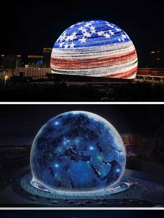 The Dazzling MSG Sphere Lights Up Las Vegas Skyline